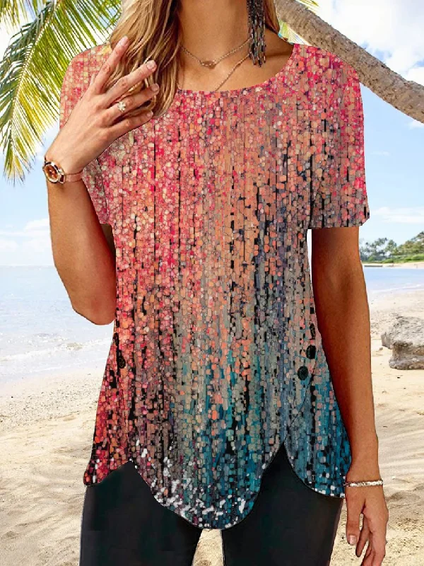 Best Bargains Women's Ombre Elegant Regular Fit T-Shirt ap11