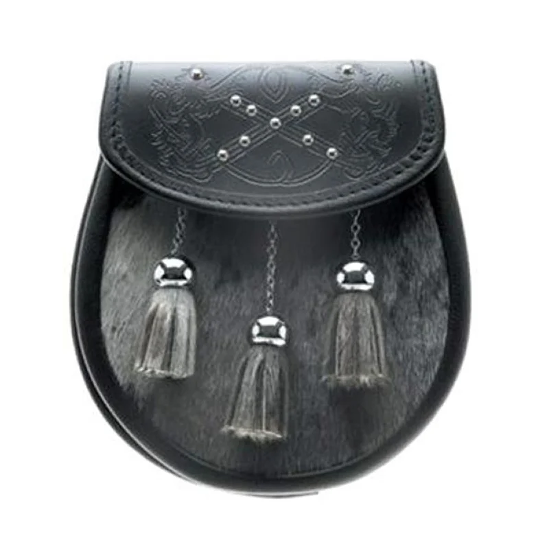 Extra Discounts Semi Dress Buffalo Skin Sporran 3 Tassels With Chain Belt
