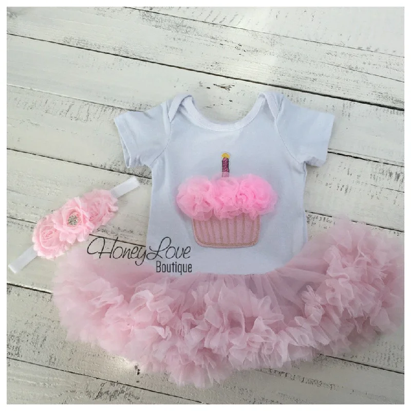 Best Seller Cupcake Tutu Dress and matching rhinestone headband - Pink