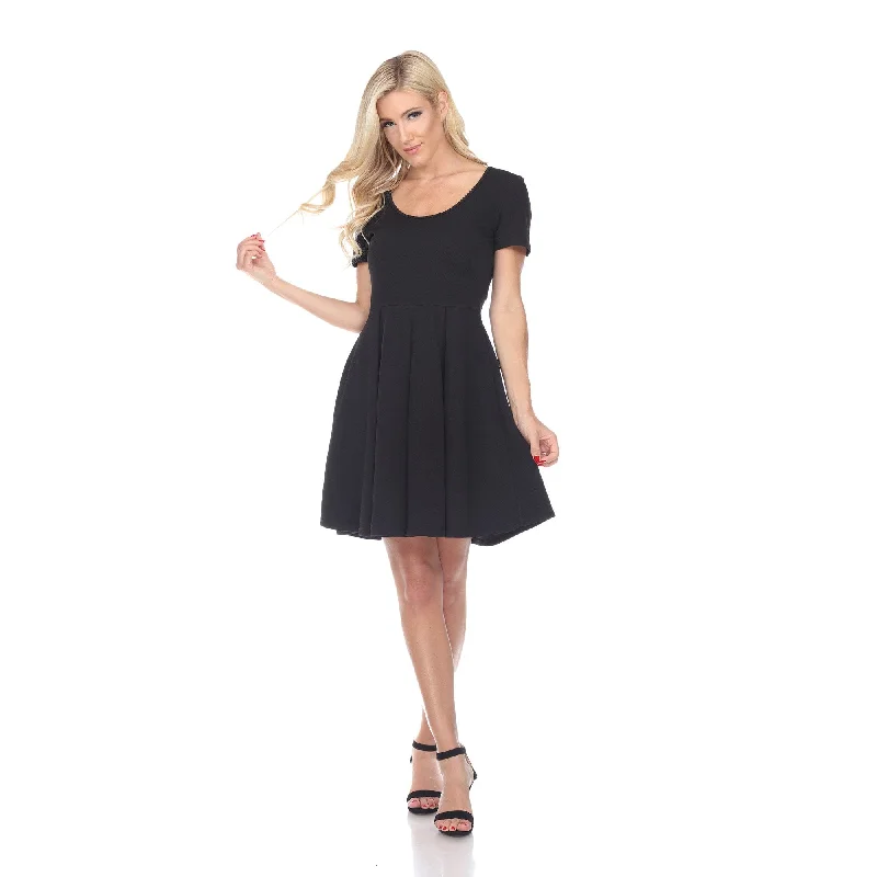 Grand Opening Sale White Mark Womens Fit Flare Dress Short Sleeve White Polyester Size S M L XL Grand Opening Sale White Mark Womens Fit Flare Dress Short Sleeve White Polyester Size S M L XL