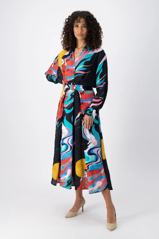 Savings Galore Faith Parisian Midi Wrap Dress Black in Viscose