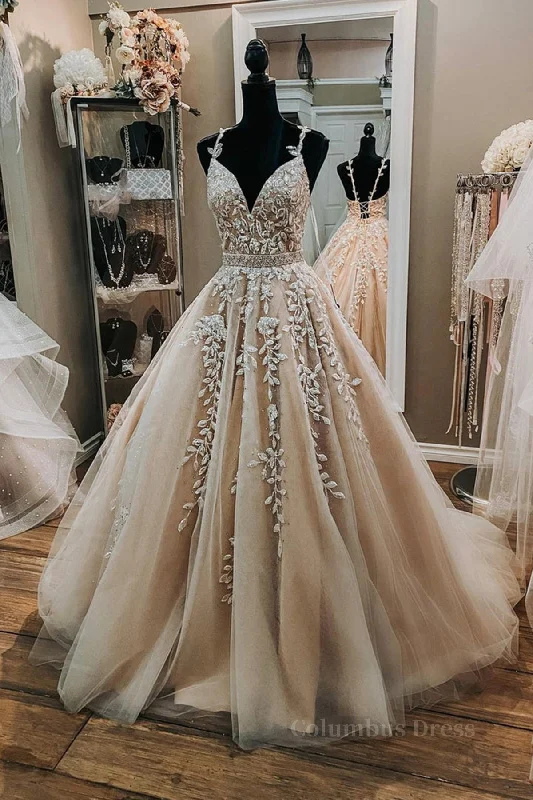 Customer Appreciation Sale V Neck Open Back Champagne Tulle Lace Long Corset Prom Dress with Belt, Champagne Lace Corset Formal Evening Dress, Champagne Corset Ball Gown outfits Customer Appreciation Sale V Neck Open Back Champagne Tulle Lace Long Corset Prom Dress with Belt, Champagne Lace Corset Formal Evening Dress, Champagne Corset Ball Gown outfits