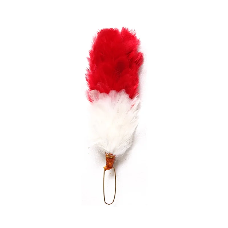 Deal Zone Feather Hackle Red White 4 Inches