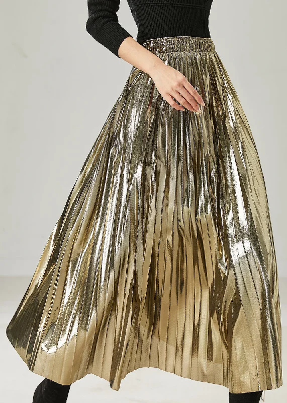 Overstock Italian Champagne Exra Large Hem Pleated Skirt Summer AZ1017