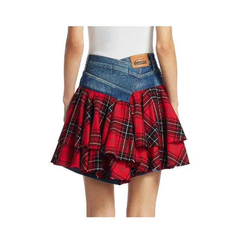 Sale Event Ladies Blue Denim And Tartan Kilt or Skirt
