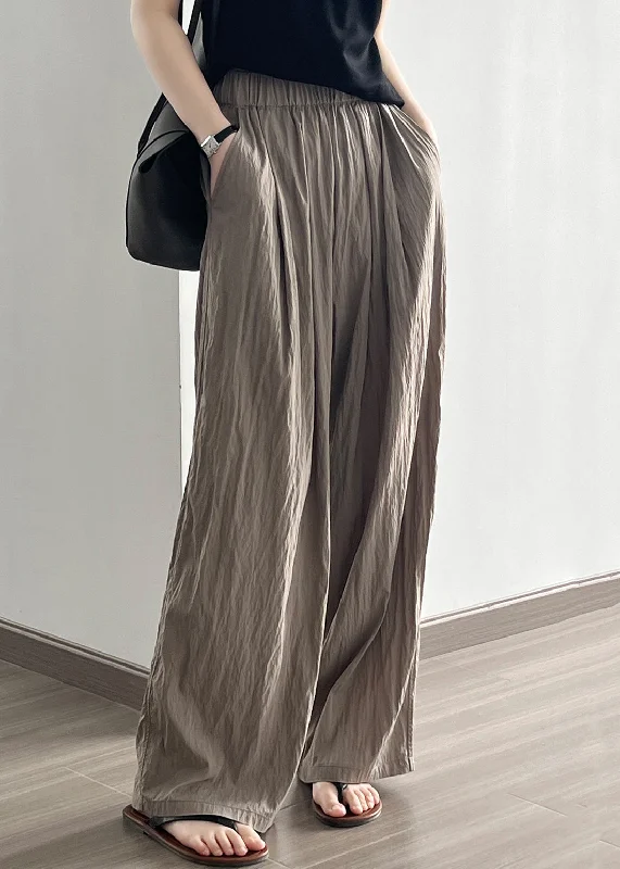 Special Price Simple Coffee Wrinkled Pockets Cotton Pants Summer QE004