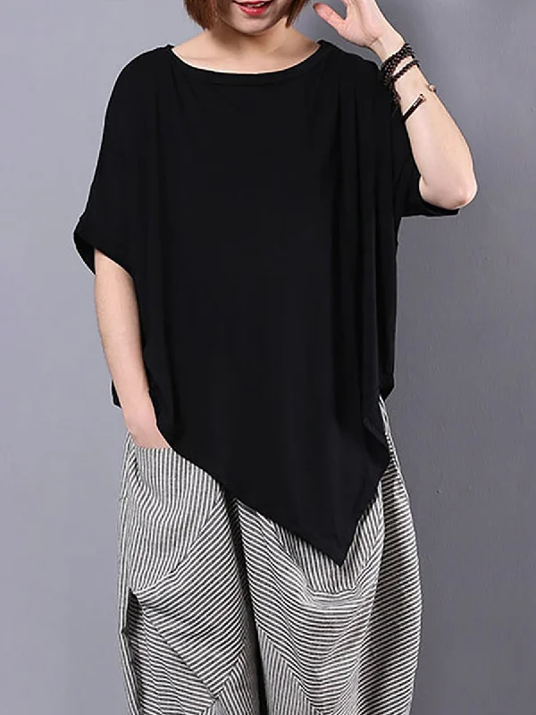 Price Blitz Plus Size Women Irregular Loose 100% Cotton T-Shirt AS1061