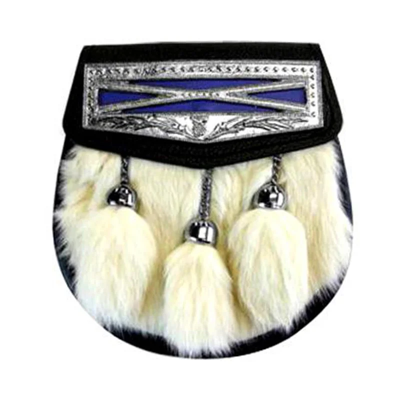 Can't Be Beat Semi Dress White Rabbit Fur Sporran 3 Tassels With Chain Belt