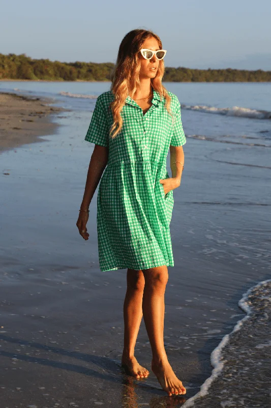 Instant Discount Sunshine Villa Dress Green in Cotton