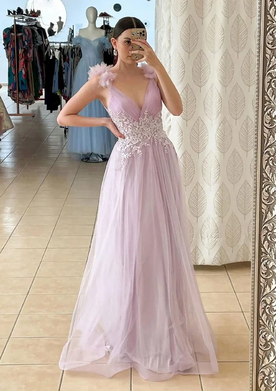 Shop and Save A-line V Neck Sleeveless Long/Floor-Length Tulle Corset Prom Dress With Appliqued Beading Flowers outfit Shop and Save A-line V Neck Sleeveless Long/Floor-Length Tulle Corset Prom Dress With Appliqued Beading Flowers outfit
