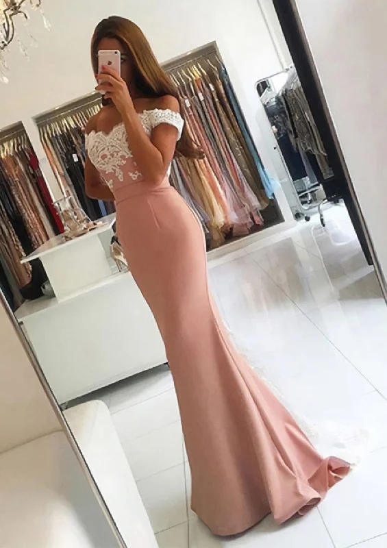 Price Reduction Elastic Satin Corset Prom Dress Trumpet/Mermaid V-Neck Sweep Train With Lace Outfits Price Reduction Elastic Satin Corset Prom Dress Trumpet/Mermaid V-Neck Sweep Train With Lace Outfits