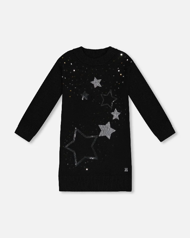 Savings Galore Knitted Dress With Sequins Black