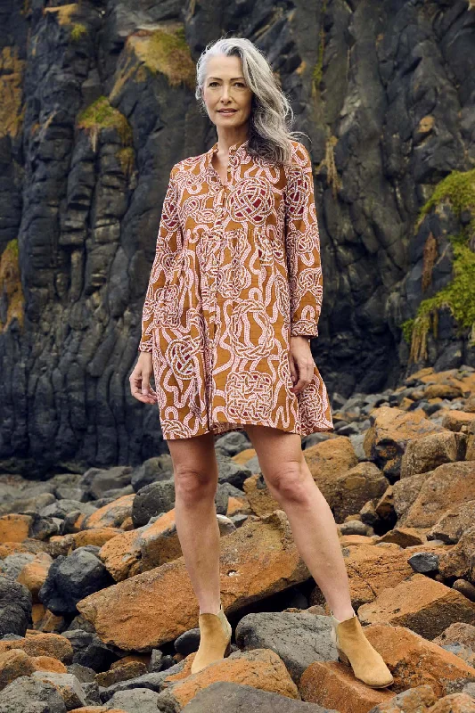 Season Finale Sale Loveknots Tunic Dress Caramel in Fine Cord