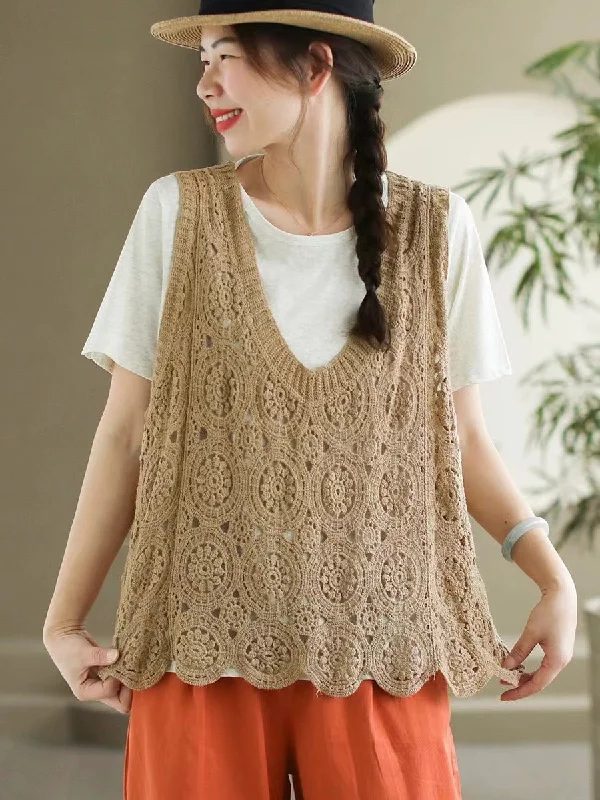 Year-End Clearance Women Artsy Knitted Cutout V-Neck Vest AS1046