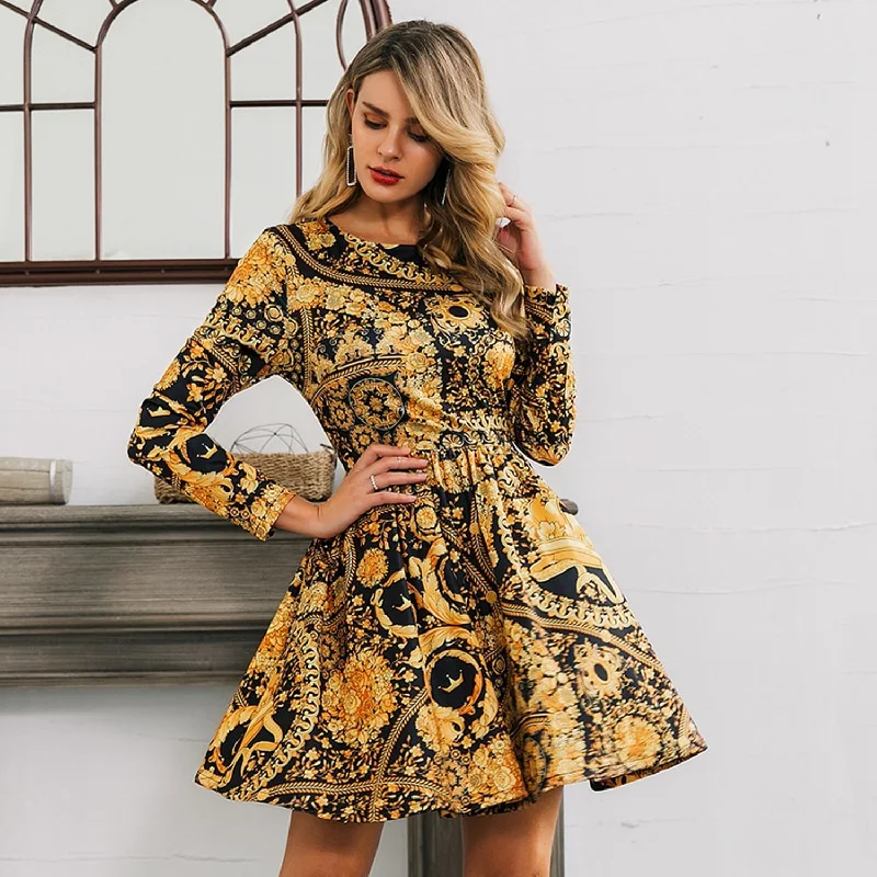 Big Discounts Women's Spring Printed A-Line Mini Dress