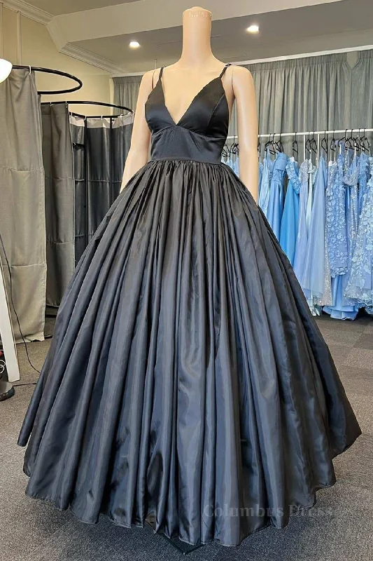 Quick Sale A Line V Neck Black Satin Long Corset Prom Dress with Pocket, V Neck Black Corset Formal Graduation Evening Dress outfit Quick Sale A Line V Neck Black Satin Long Corset Prom Dress with Pocket, V Neck Black Corset Formal Graduation Evening Dress outfit