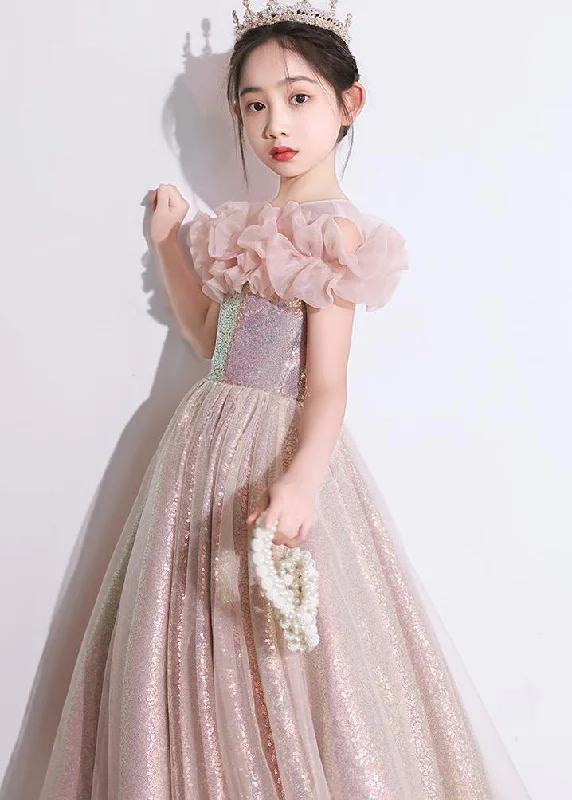 Customer Appreciation Sale Elegant Pink Patchwork Tulle Girls Maxi Dresses Short Sleeve QV010 Customer Appreciation Sale Elegant Pink Patchwork Tulle Girls Maxi Dresses Short Sleeve QV010