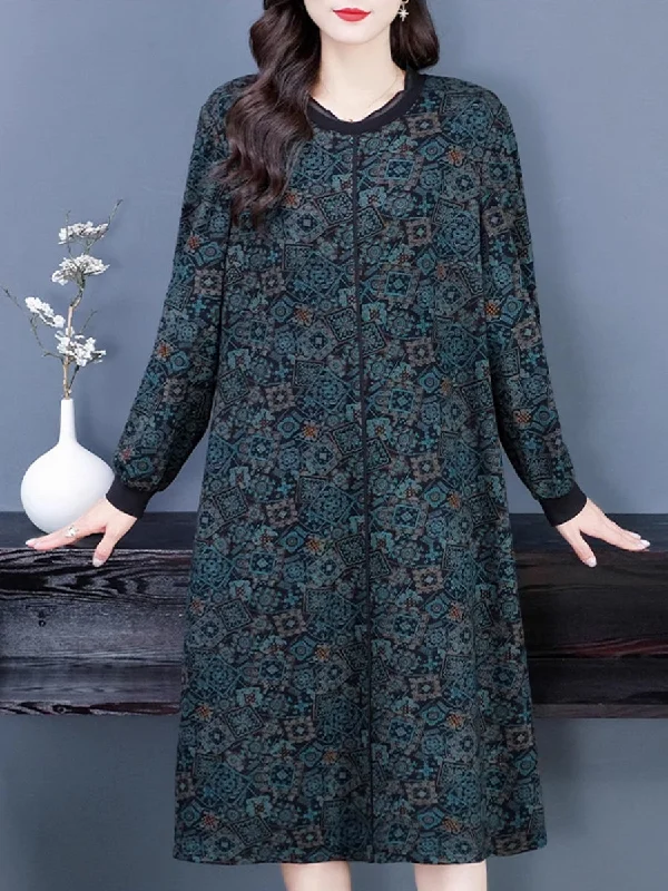 Epic Deals Women Autumn Casual Floral Lacework Collar Dress QM021