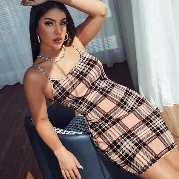 Closeout Plaid Bodycon Dress