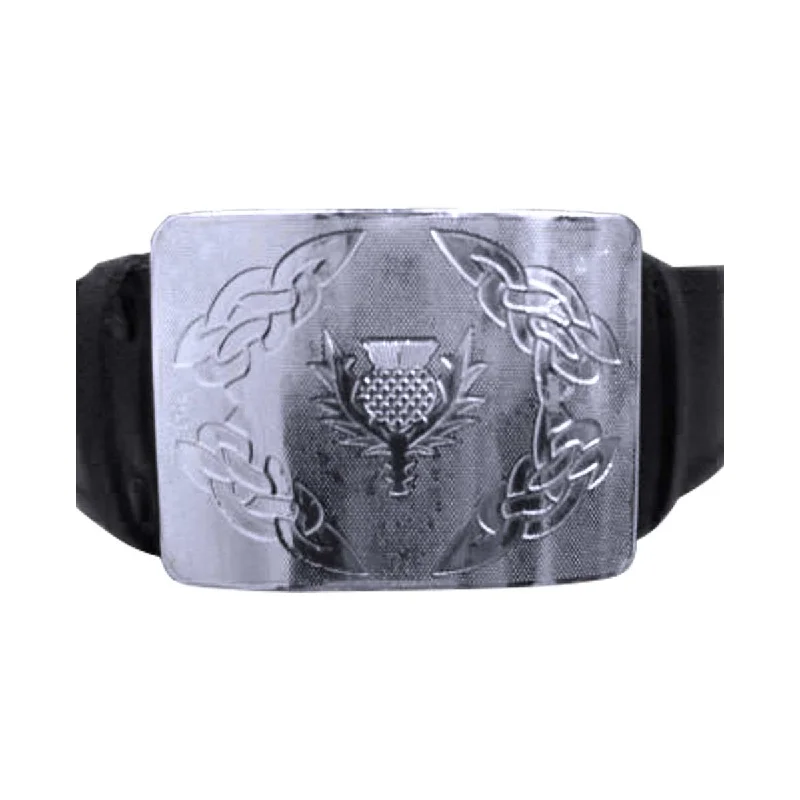 Today's Special Velcro Adjustable Thistle Embossed Kilt Waist Buckle With Belt