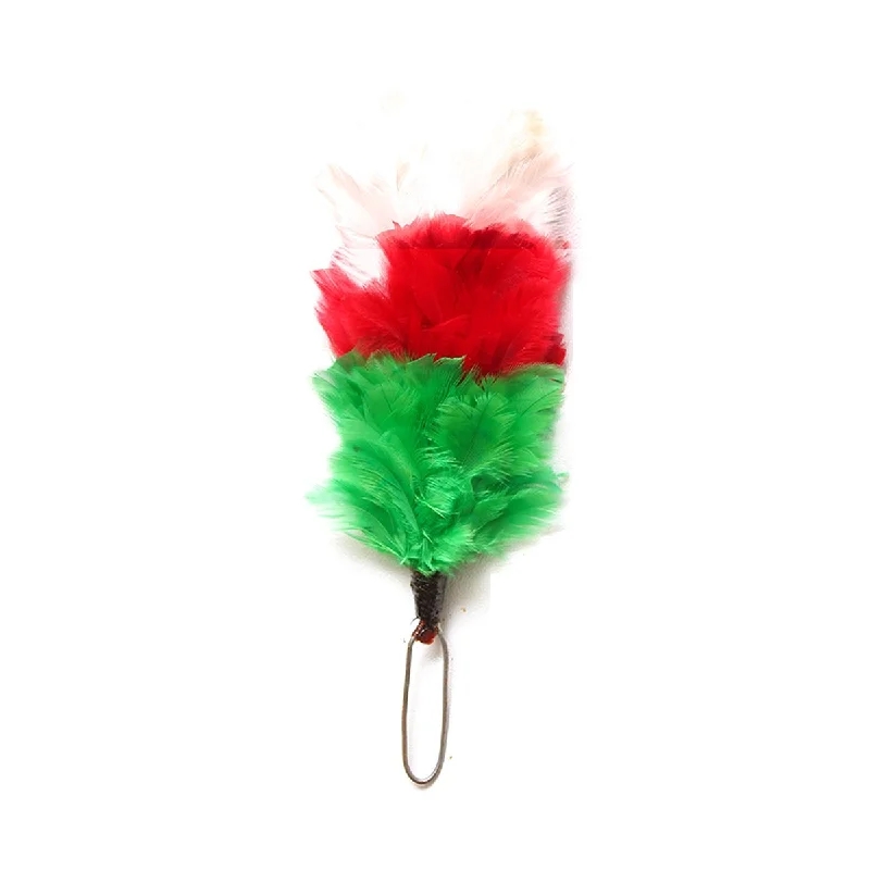 While Supplies Last Feather Hackle White Red Green 4 Inches