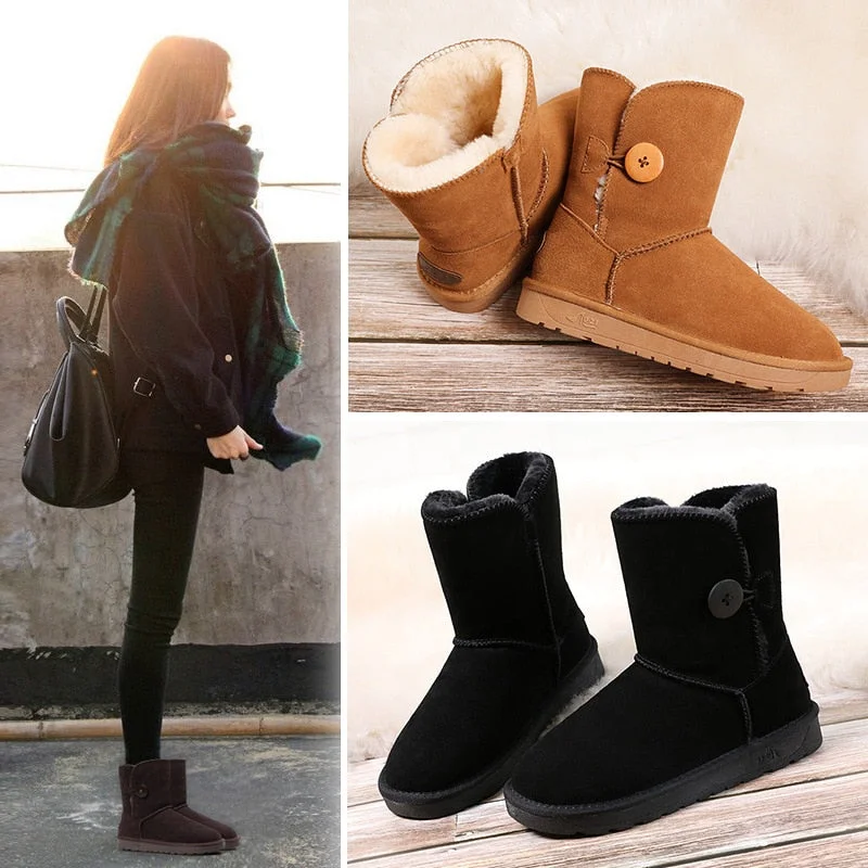 Limited Time Discount Leather snow female 2020 winter waterproof Boat