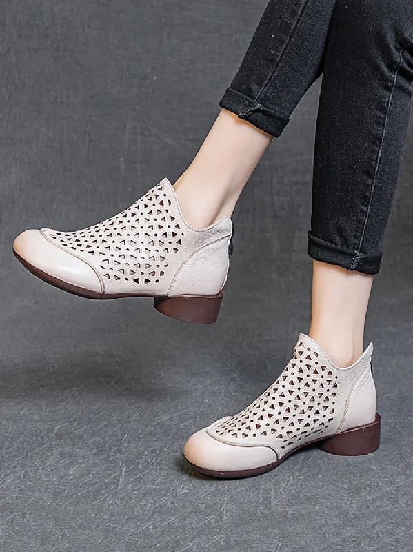 Price Drop Alert Women Summer Casual Leather Soft Cutout Boots UI1029