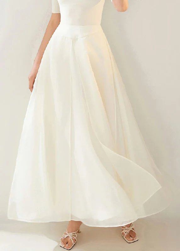 Buy Now New White Layered Side Open Solid Organza Skirt Summer AM1007