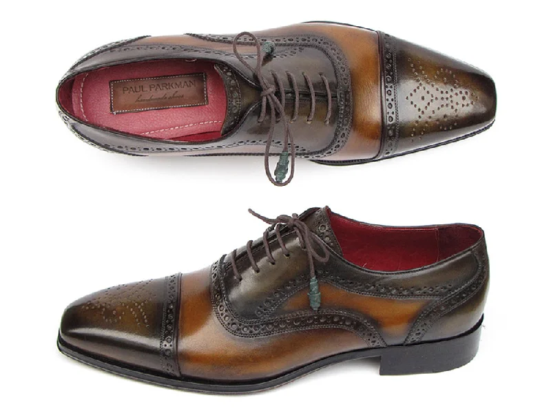 Price Fest Paul Parkman Men's Captoe Oxfords Camel & Olive Shoes (Id#024)