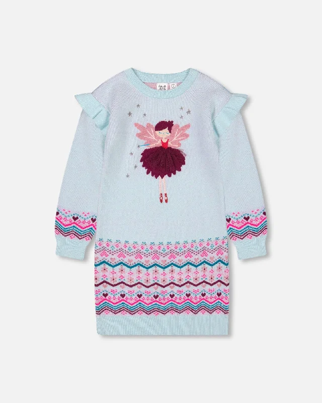 Today Only Intarsia Knit Dress Light Blue