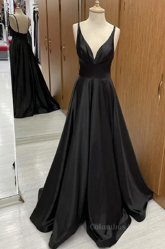 Final Clearance A Line V Neck Backless Black Long Corset Prom Dresses, V Neck Black Corset Formal Dresses, Backless Black Evening Dresses outfit Final Clearance A Line V Neck Backless Black Long Corset Prom Dresses, V Neck Black Corset Formal Dresses, Backless Black Evening Dresses outfit