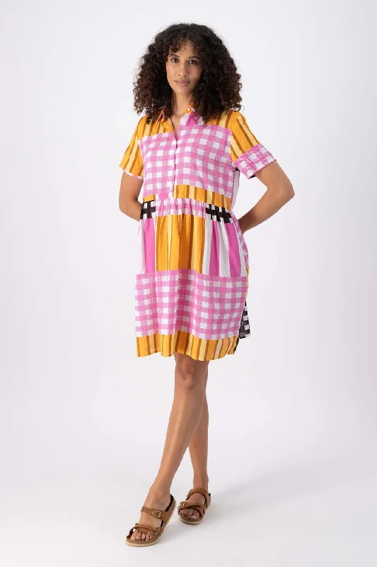 Bonus Savings Central Park Villa Dress Pink in Seersucker