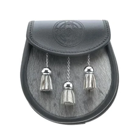 Best Bargains Semi Dress Grey Seal Skin Sporran With 3 Tassels And Chain Belt
