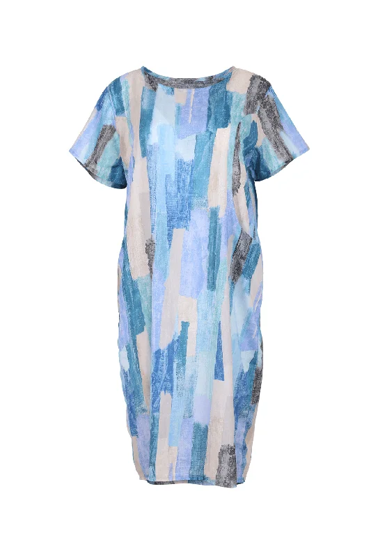 Year-End Sale Providencia Shift Dress Lagoon Blue in Cotton