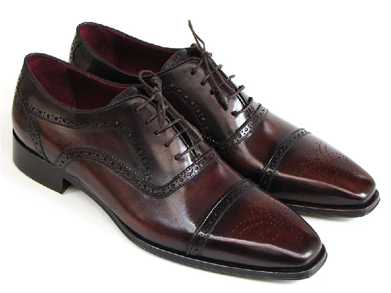 New Deals Paul Parkman Men's Captoe Oxfords Bordeaux & Brown Hand-Painted Shoes (Id#024) New Deals Paul Parkman Men's Captoe Oxfords Bordeaux & Brown Hand-Painted Shoes (Id#024)