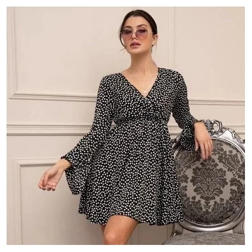 Don't Wait Ditsy Floral Flounce Sleeve A-line Dress
