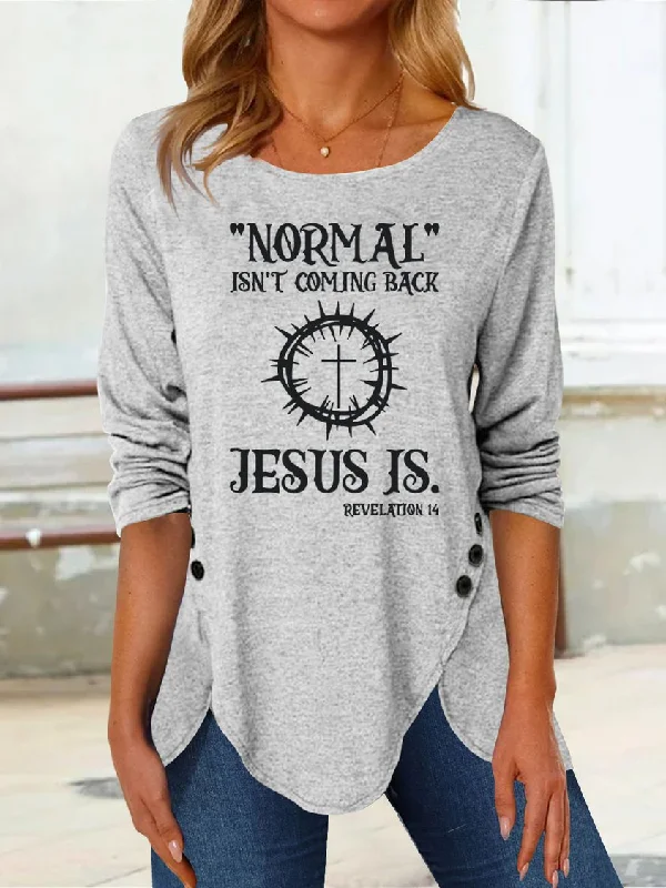 Today's Special Women Long Sleeve Crew Neck Text Letter Loose Tunic T-Shirt ap18