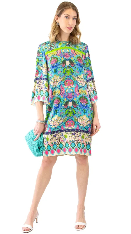 Final Clearance Classic Shift Dress - Turquoise / Multi