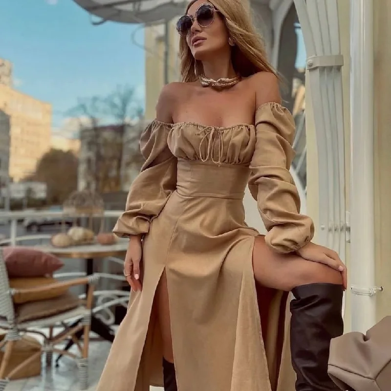 Price Reduction Strap Dress Lace Up Long Sleeve Dress