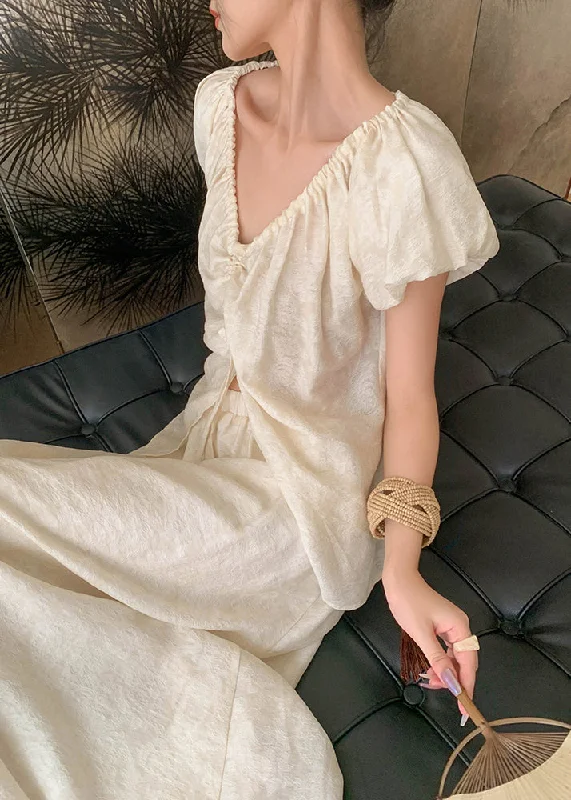 Exclusive Deal Chic Beige Stand Collar Cinched T Shirts And Silk Maxi Skirts Two Piece Set Summer AN1009