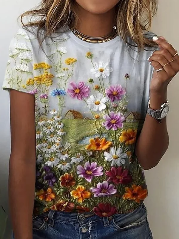 Friends and Family Sale Loose Vacation Knitted Crew Neck T-Shirt  cc155
