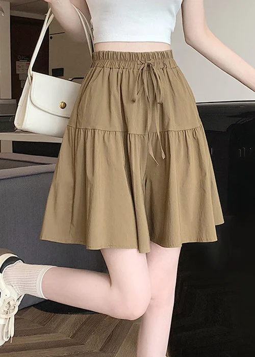 Reduced Prices Plus Size Khaki Pockets Elastic Waist Cotton Shorts Summer QE002