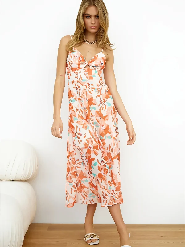 Exclusive Access Twist Front Floral Print Cami Dress, Sexy Backless Spaghetti Dress, Women's Clothing AZ10027 Exclusive Access Twist Front Floral Print Cami Dress, Sexy Backless Spaghetti Dress, Women's Clothing AZ10027
