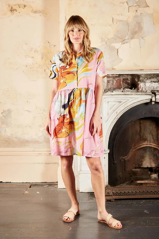 Instant Discount Faith Villa Dress Pink in Seersucker