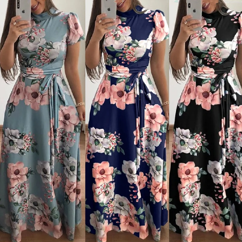 Closeout Summer Fashion Elegant Print Dress For Women