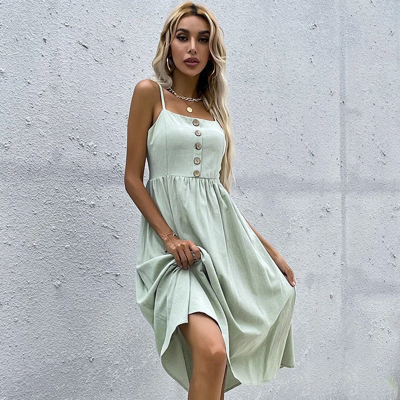Bargain Bin Slim Fitting Cotton Linen Dress