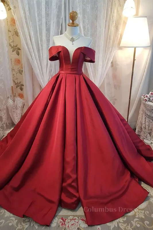 Sale Event Off Shoulder Burgundy Satin Long Corset Prom Dress, V Neck Burgundy Corset Formal Evening Dress, Burgundy Corset Ball Gown outfits Sale Event Off Shoulder Burgundy Satin Long Corset Prom Dress, V Neck Burgundy Corset Formal Evening Dress, Burgundy Corset Ball Gown outfits