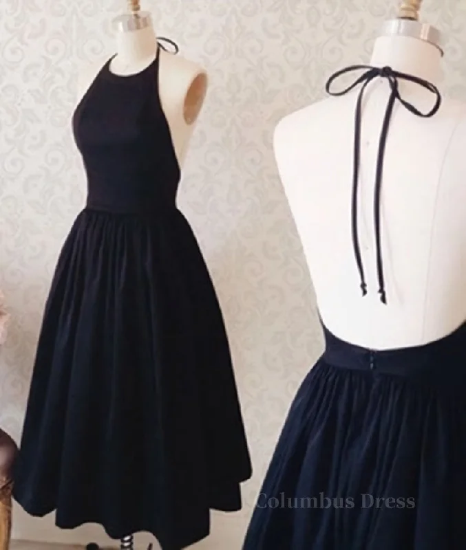 New Markdowns Halter Neck Backless Black Short Corset Prom Dress, Black Corset Homecoming Dress outfit