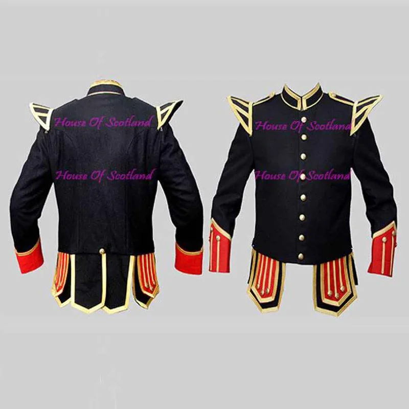 Massive Deals Black Military Doublet Blazer Wool Red Cuffs And Flaps Gold Braid