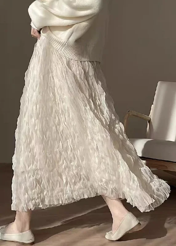 Blowout Deals Art Beige Original Design Solid Tulle Skirts Spring RV015